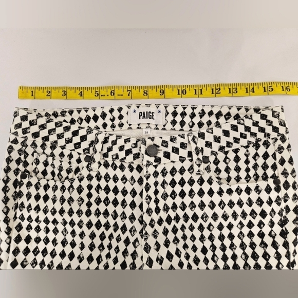 PAIGE Denim Verdugo Skinny Jeans in Diamond Checkerboard White and Black Sz 28 - Picture 10 of 13